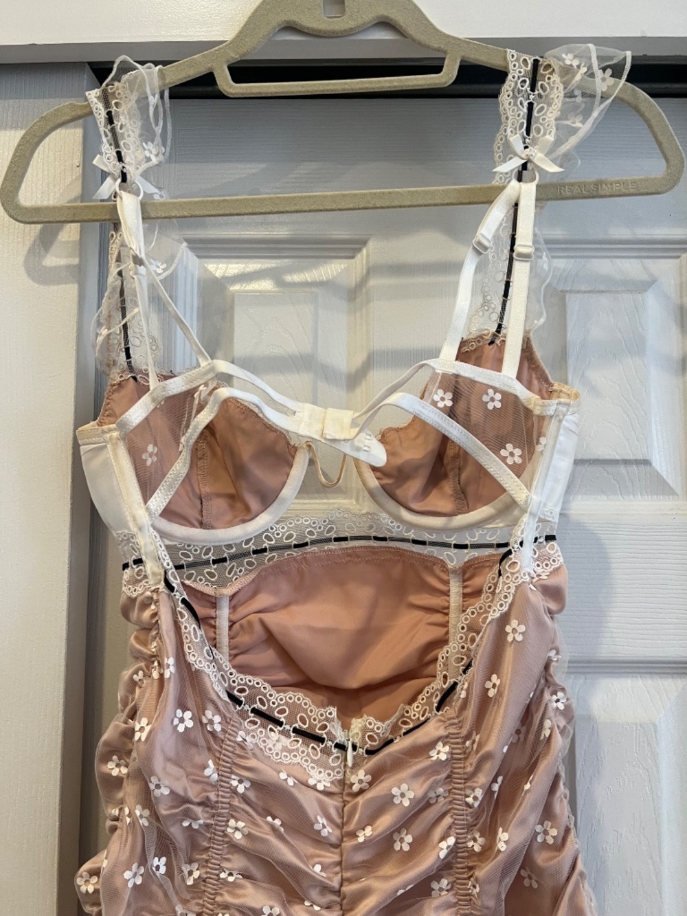 For Love & Lemons Nude and Black Embroidered Mini Dress - Picture 4 of 6